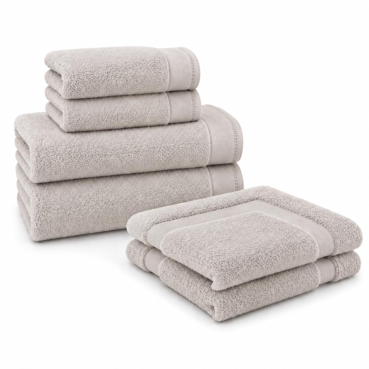 SABANALIA Parure de Bain Complète 100% Coton, Lot de 6 Pièces avec Tapis : 2 Serviettes de Bain 70x140 + 2 Serviettes de Toilette 50x100 + 2 Tapis de Bain 50x70, Camel