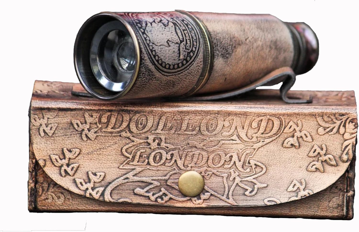 Personalized Engraved Vintage Telescope -16 Inch Handmade Dollond London Brass Maritime Telescope, Antique Nautical Pirate Spyglass, Premium Leather Case