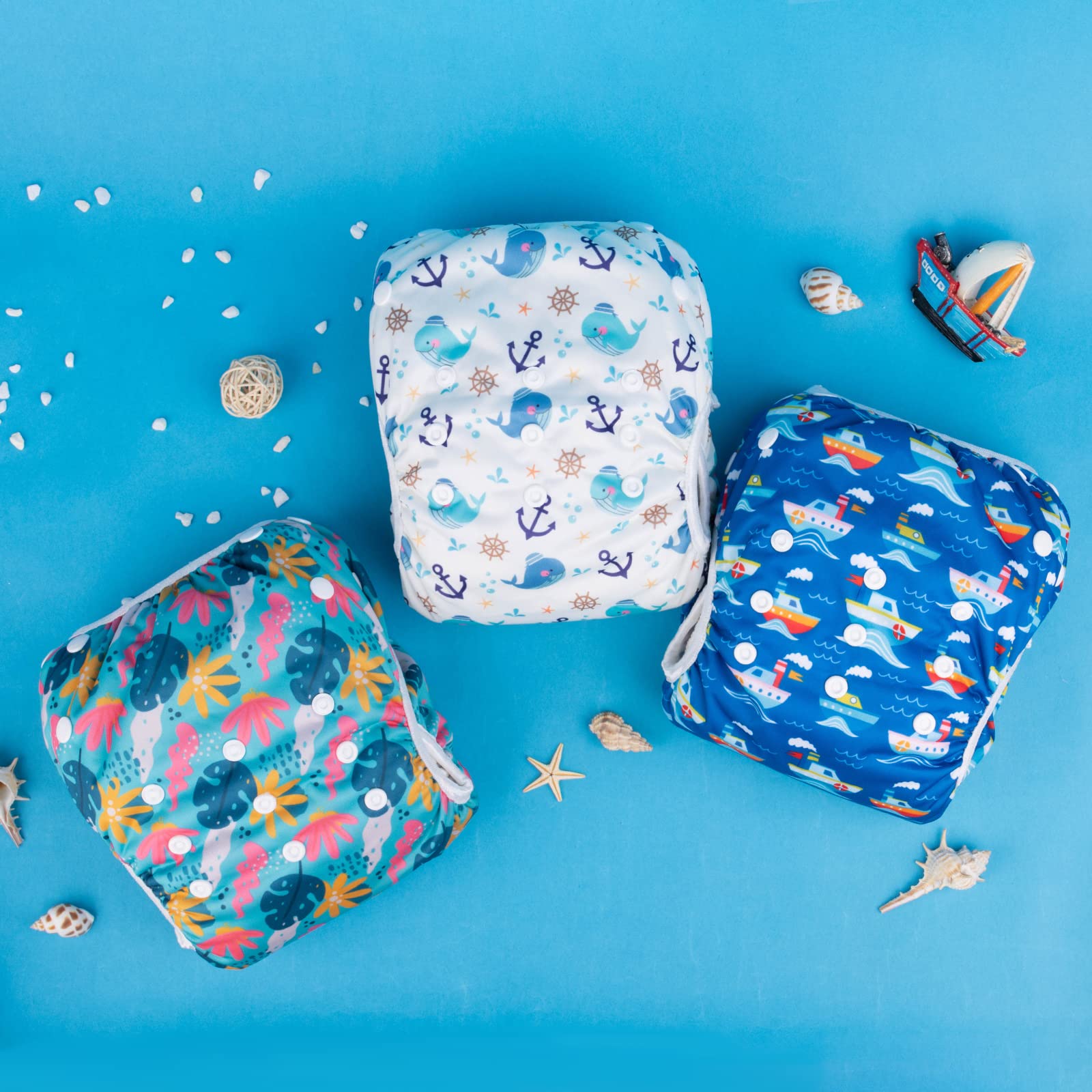 Babygoal Baby & Kleinkind Jungen & Mädchen Schwimmwindeln, wiederverwendbar, verstellbar, waschbar, Einheitsgröße, passend für 6M-3T Geschenke und Schwimmunterricht, 3 Stück, 3ZSD26