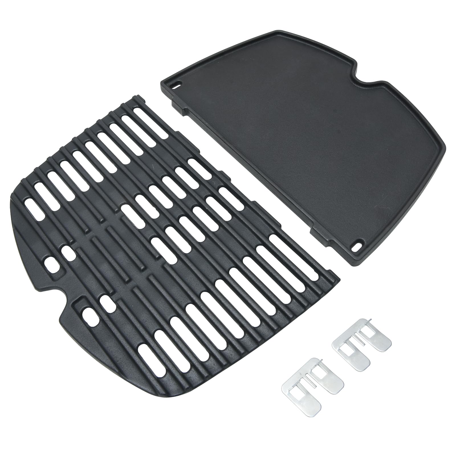 Ricambi per griglia in ghisa per Weber serie Q100, Q120, Q140, Q1000, Q1200, Q1400, piastra crostiera in ghisa da 32,3x21,6 cm, accessori per griglia, confezione da 2 (6558 + 7644 piastra )