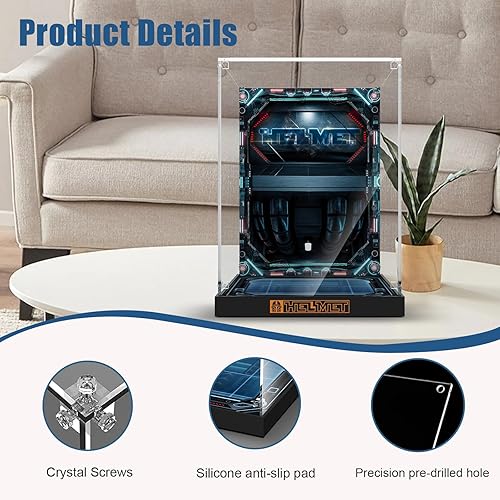 Miniatura 7 de Vitrina de acrílico para Lego Star Wars 75349 Captain Rex Helmet o 75350 Clone Commander Cody Helmet, caja transparente Placa acrílica con base y