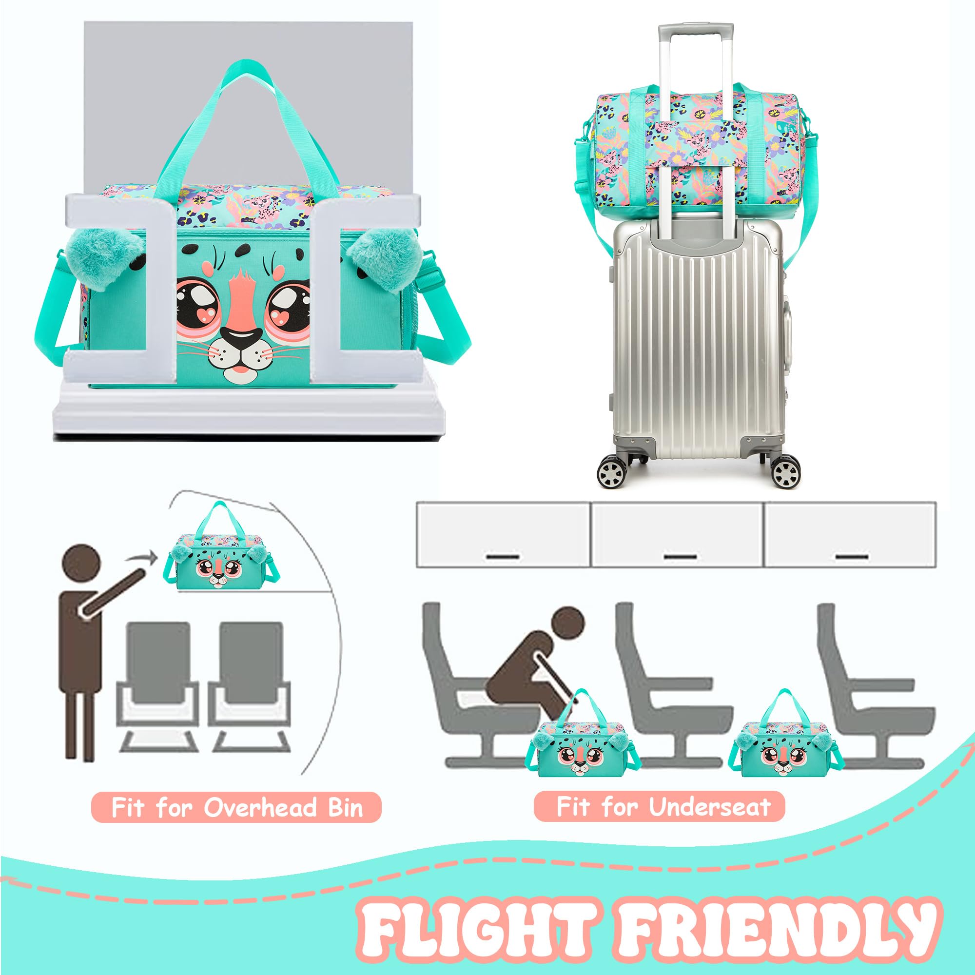 HTgroce Maleta de Viaje Cabina Infantil Equipaje de Mano Bolsa Deporte Niña. 2 Ruedas