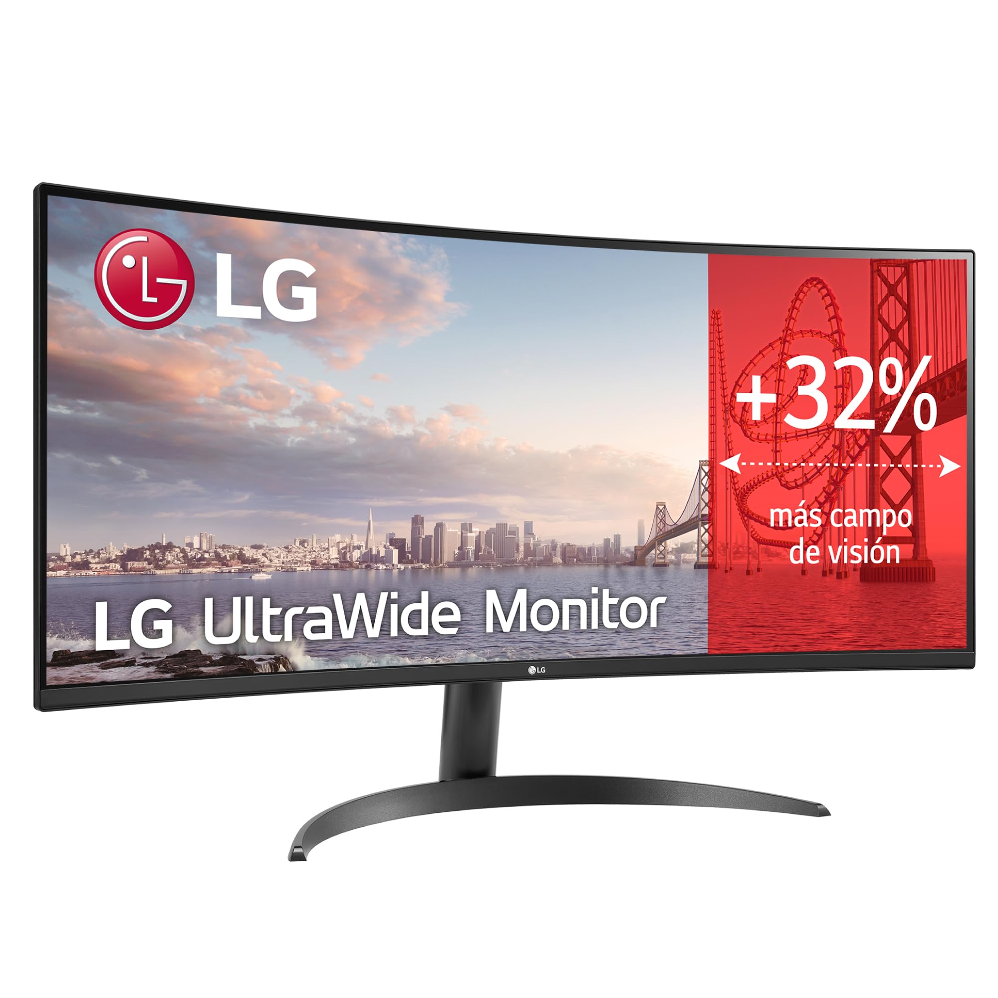 LG 34WR50QK-​B - Monitor UltraWide Curvo, 34", QHD: (3440x1440px), 21:​9, ADM FreeSync Premium, Multiposición, Negro