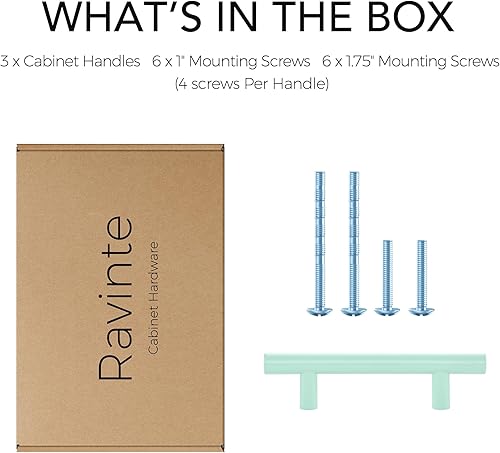 Miniatura 119 de Ravinte - 30 manijas de acero inoxidable para armario de cocina, 5 pulgadas de largo, agujero de 3 pulgadas, rosado