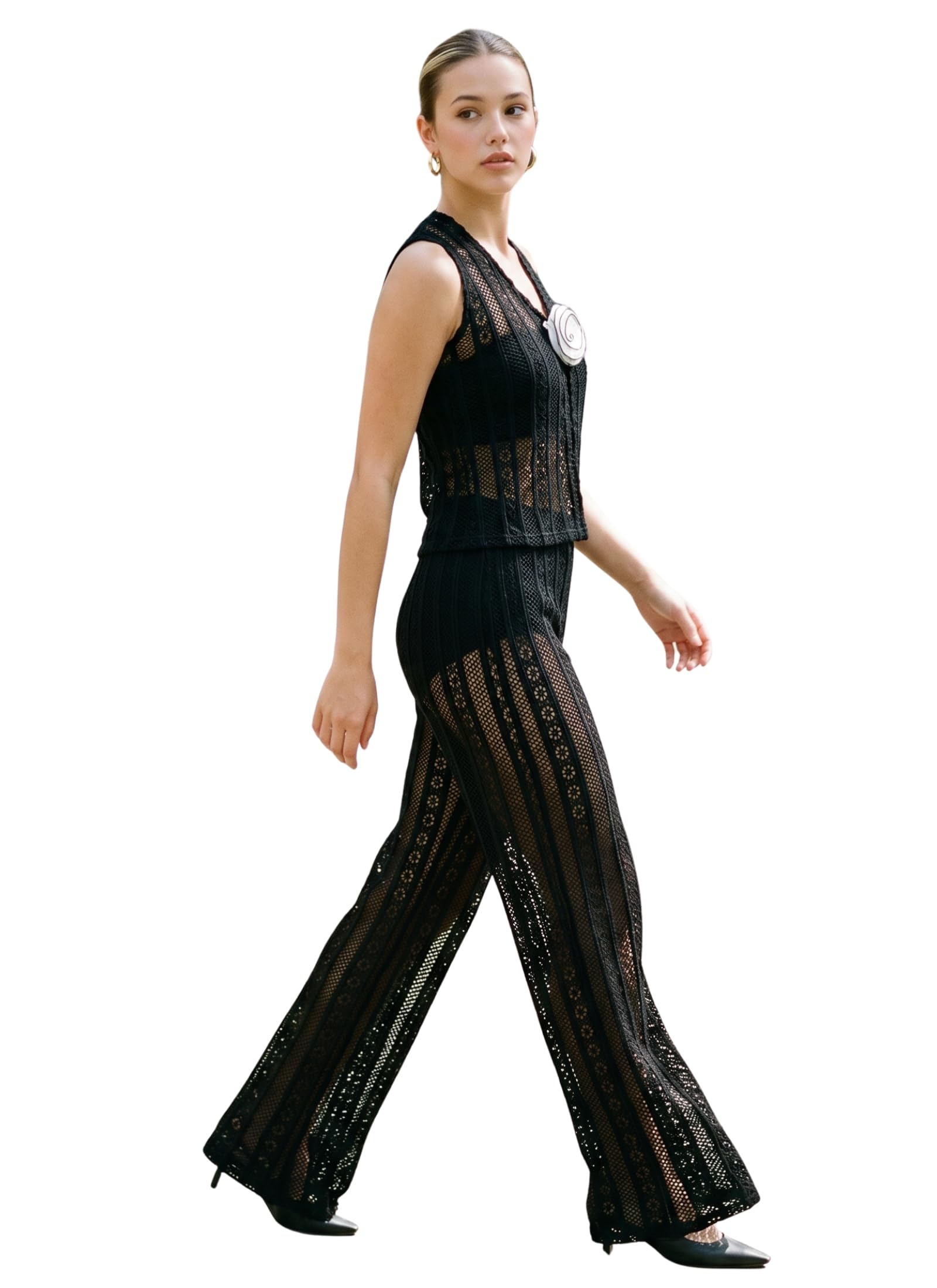 keepfit Women Black Crochet Halterneck Swimwear Cover-Up Set-picture-13
