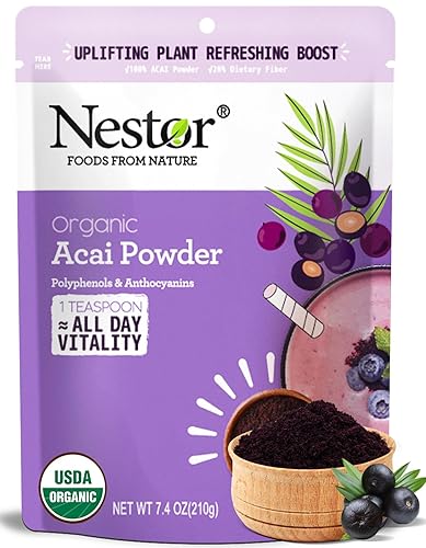 Miniatura 9 de Nestor Polvo de acai silvestre 100% orgánico sin azúcar, bayas de acai liofilizadas de Brasil, rico en antioxidantes, superalimento a base de