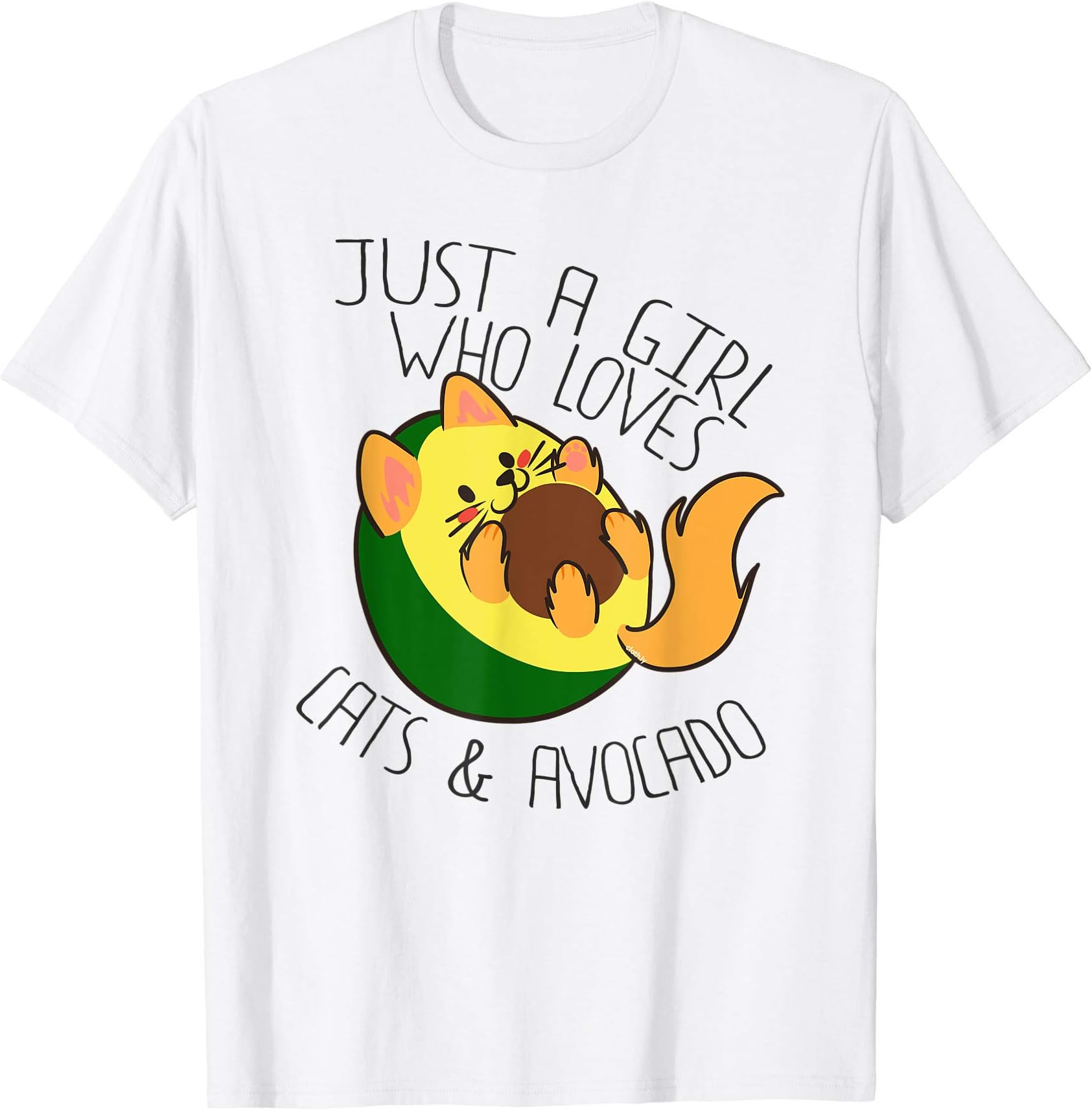 Just a Girl who Loves Cats and avocado Funny Cat Kitten T-Shirt