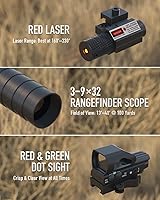 Vista 5 de PINTY Tactical Rifle Scope Combo: 3-9x32 3-9x40 4-12x50 4-16x50 Illuminated Optics, Red Dot Sight, Laser, RGB Rangefinder Riflescope for 20mm