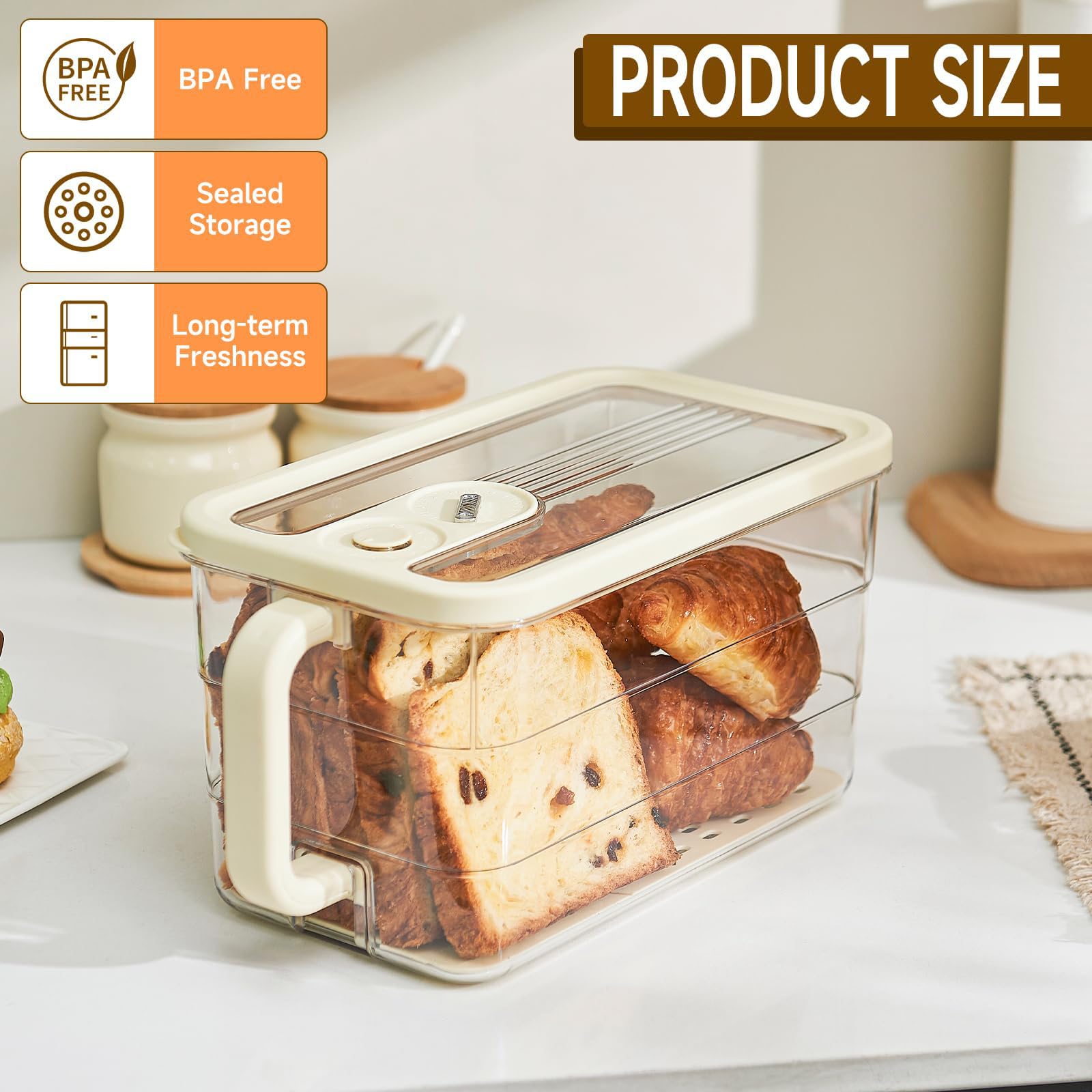 Contenitore per alimenti adatto alle famiglie con coperchio a C e maniglia per vetables pane impilabile scatola ermetica cucina