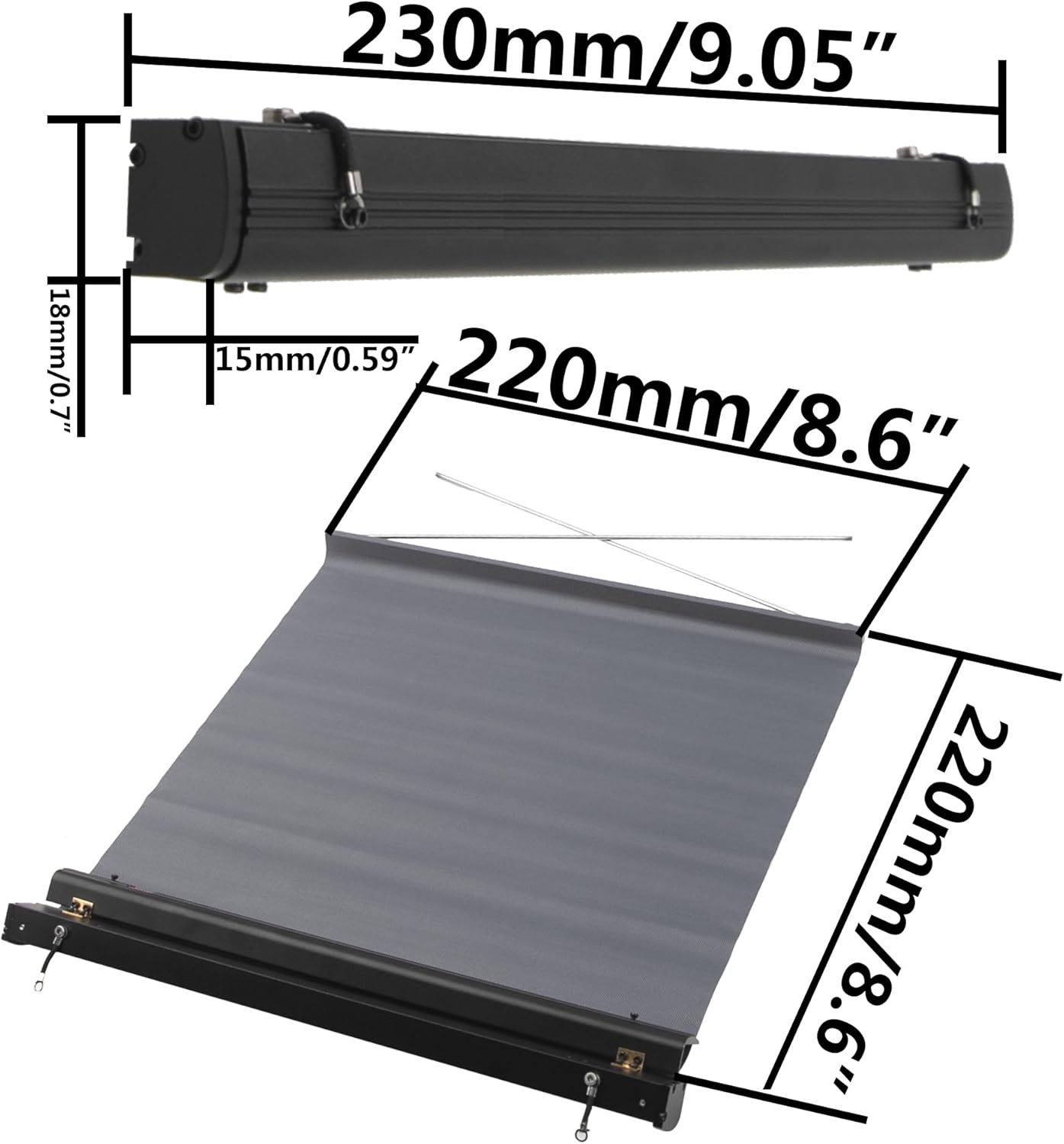 8.6" x8.6" RC Car Simulation Side Car Roof Top Tent Rain Canopy Sunshade Decoration Accessory Compatible with Traxxas TRX4 Axial SCX10 Tamiya Arrma D90 1/10 RC Crawler (Black)