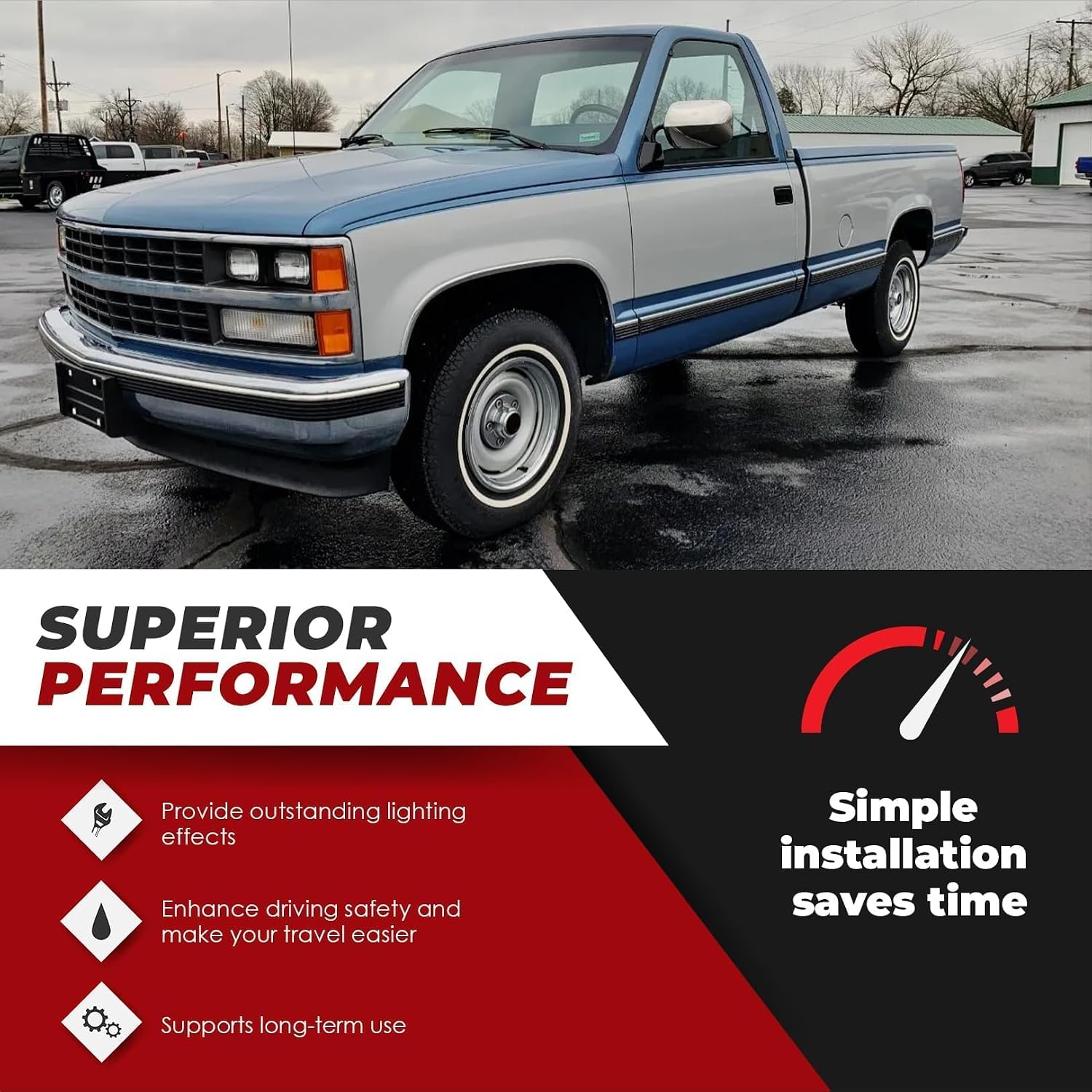 Nakkaa High Low Beam 4 Lights Kits Compatible with 1988-1998 Tahoe Yukon Pick Up Suburban Jimmy Blazer 1988-1998 High Beam Turns Fog Lights Compatible with Truck 1500 2500 02-16