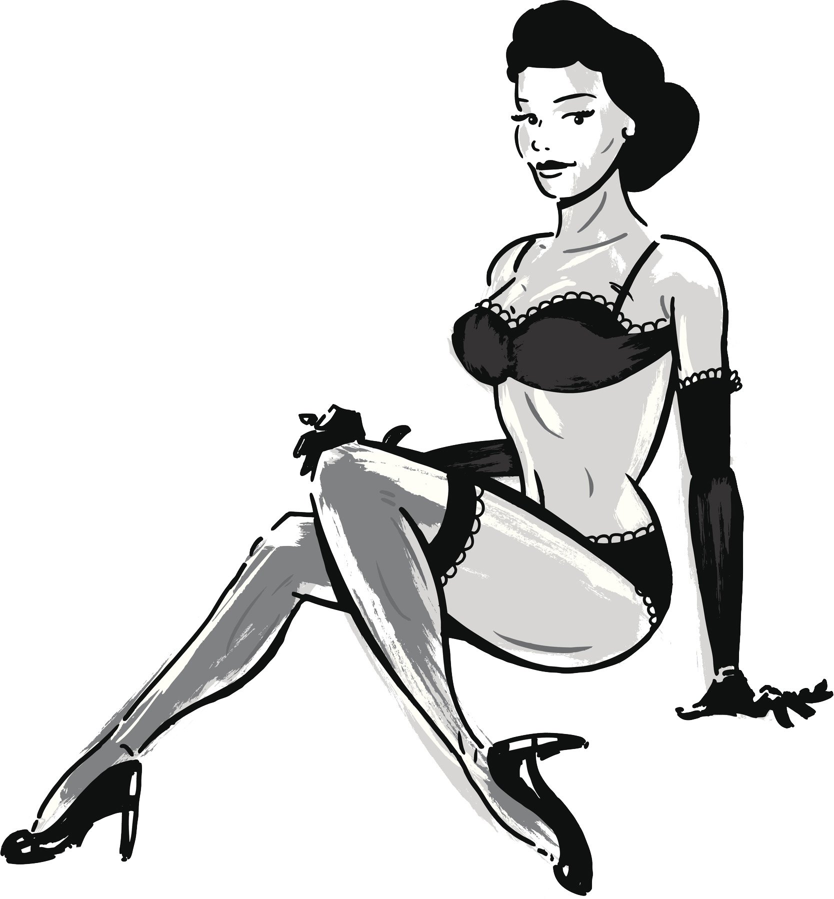 Amazon.com: Divine Designs Sexy Vintage Black Woman in Lingerie Cartoon  Vinyl Decal Sticker (8