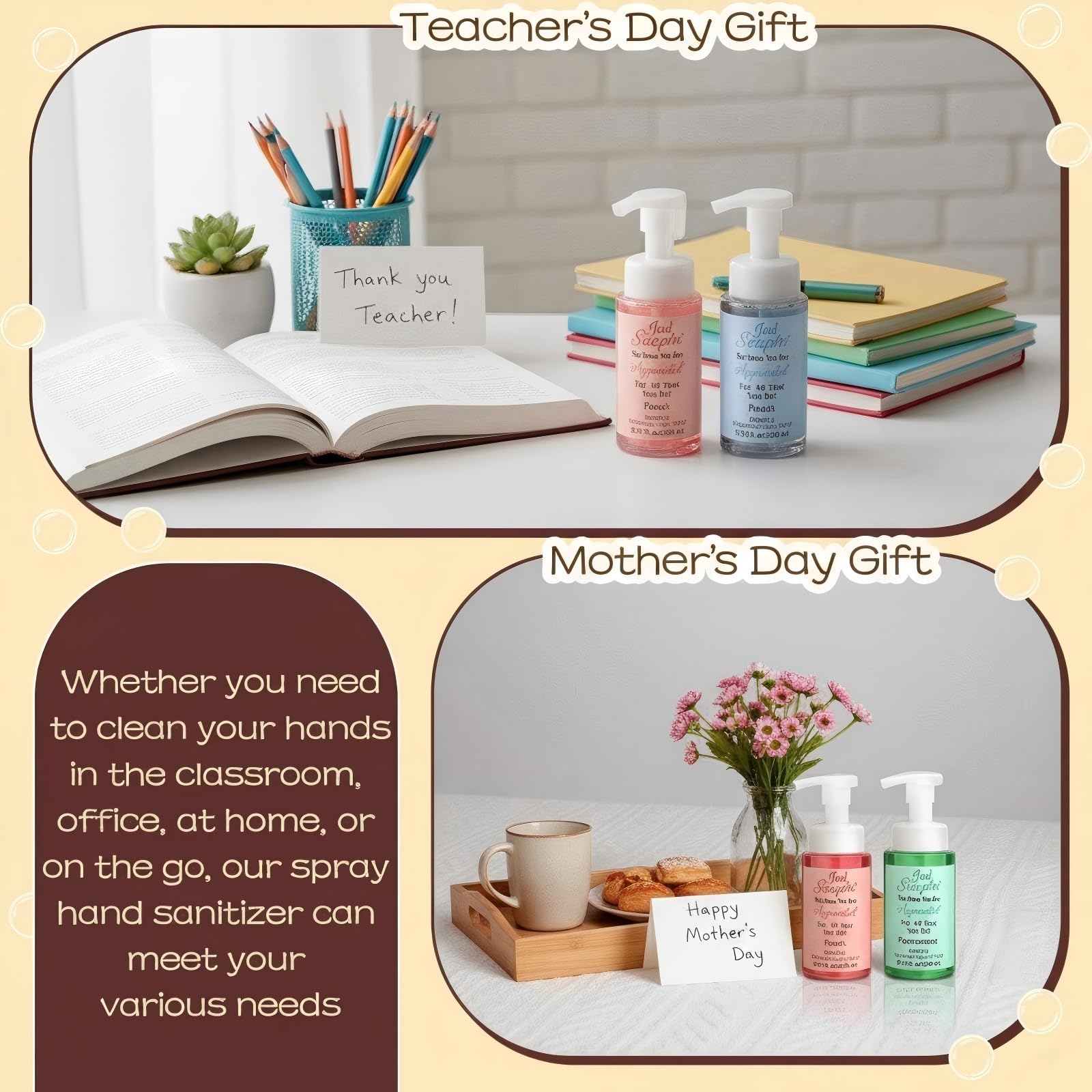6 Pack Teacher Appreciation Foaming Hand Soap Gifts with Tags and Twine