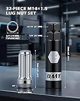 Vista 2 de Orion Motor Tech Paquete de 32 tuercas de rueda M14x1.5, tuercas cromadas de 2 pulgadas de alto, asiento de cono de transmisión con enchufe