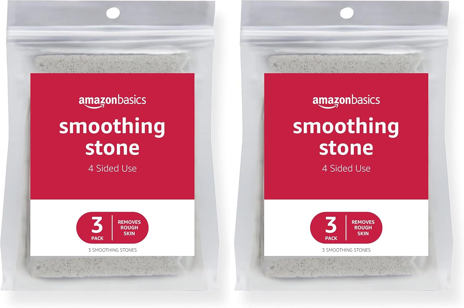 Amazon Basics Dead Skin Remover Smoothing Stone, Foot Exfoliator for Calluses and Cracked Heels, Grey, 3-Pack