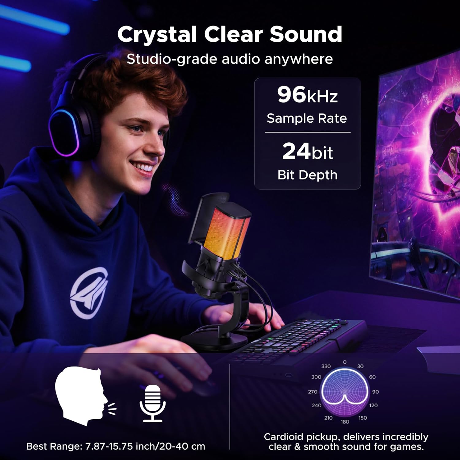 UGREEN USB Gaming Microphone with pop filter and stand