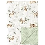 Konssy Baby Blankets for Unisex Boys Girls, Super Soft Nursery Minky Blankets with Muslin Cotton Front and Dotted Fleece Backing, Printed Bed Throws Newborn