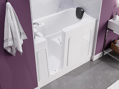 Miniatura 4 de ANZZI Bañera de 53 x 26 pulgadas con grifo de llenado rápido, cabezal de ducha de 60 pulgadas, fácil entrada, sello hermético, almohada para la