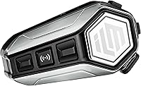 Vista 10 de ILM Casco de auriculares Bluetooth para motocicleta, sistema de comunicación de 6,889.8 ft, intercomunicador IP67, impermeable, cancelación de Gris