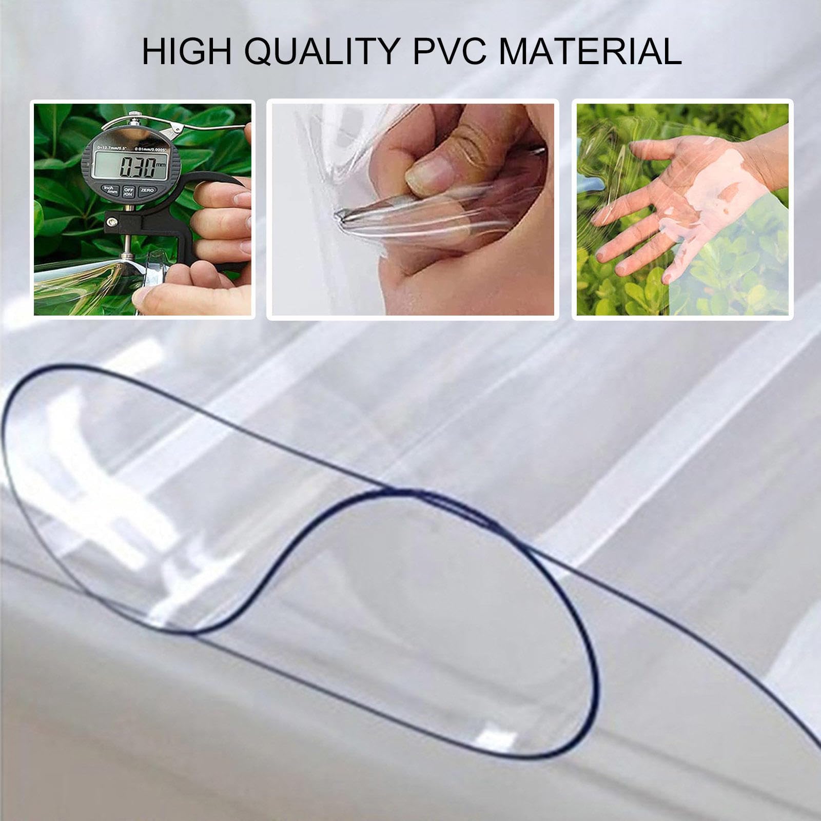 Jolan Outdoor Clear Tarp Curtain,with Grommets,Pergola Patio Gazebo Porch Carport Waterproof Transparent Tarpaulin Side Panels,Weatherproof Partition Curtains,Customizable,W×H-1.5×3m(4.9 * 9.8ft)