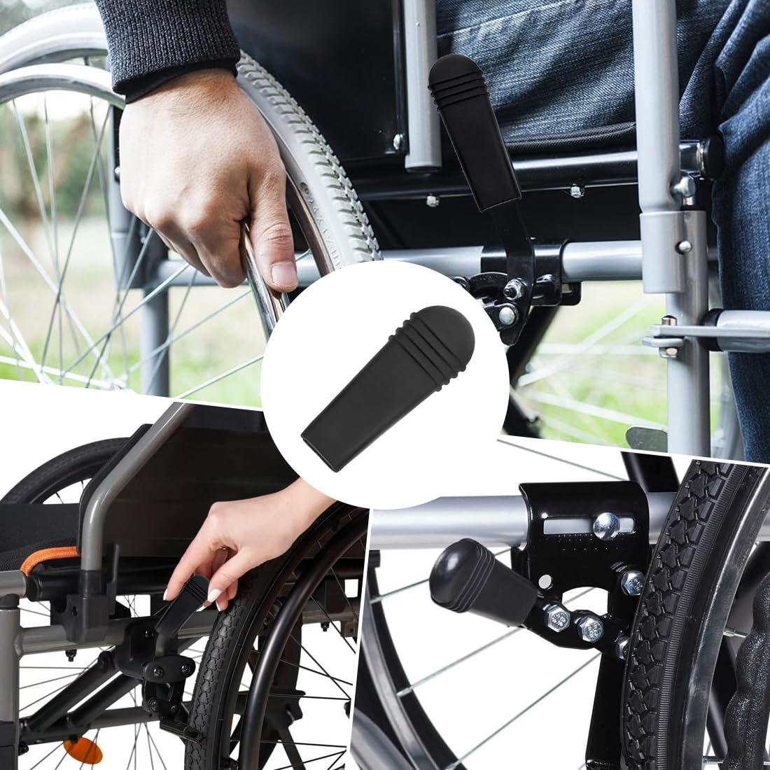 4 Stück Rollstuhl Bremsgriff Bremse Für Rollstühle Antrieb Rollstuhl Ersatzteile Rollstuhlbrems Verlängerungsgriffe Bequeme Bremse Rollstuhlbremsen Lenker Bergrollstuhlbremsen Griff