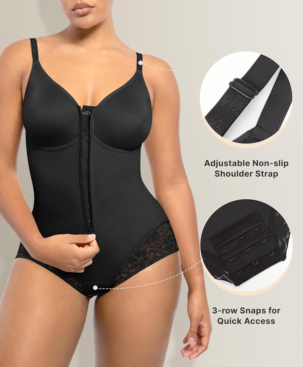 SHAPELLX Shapewear for Women Tummy Control Half Body Shaper Snatched Zipper Butt Lifting Faja Colombiana Bodysuits for Women - Image 3