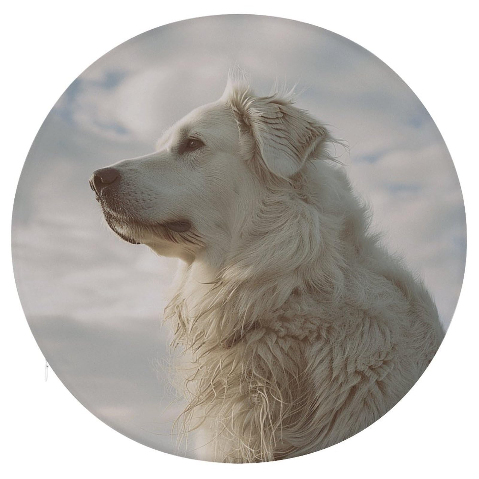 Housses de siège rondes amovibles motif chien blanc, protection lavable élastique cuisine