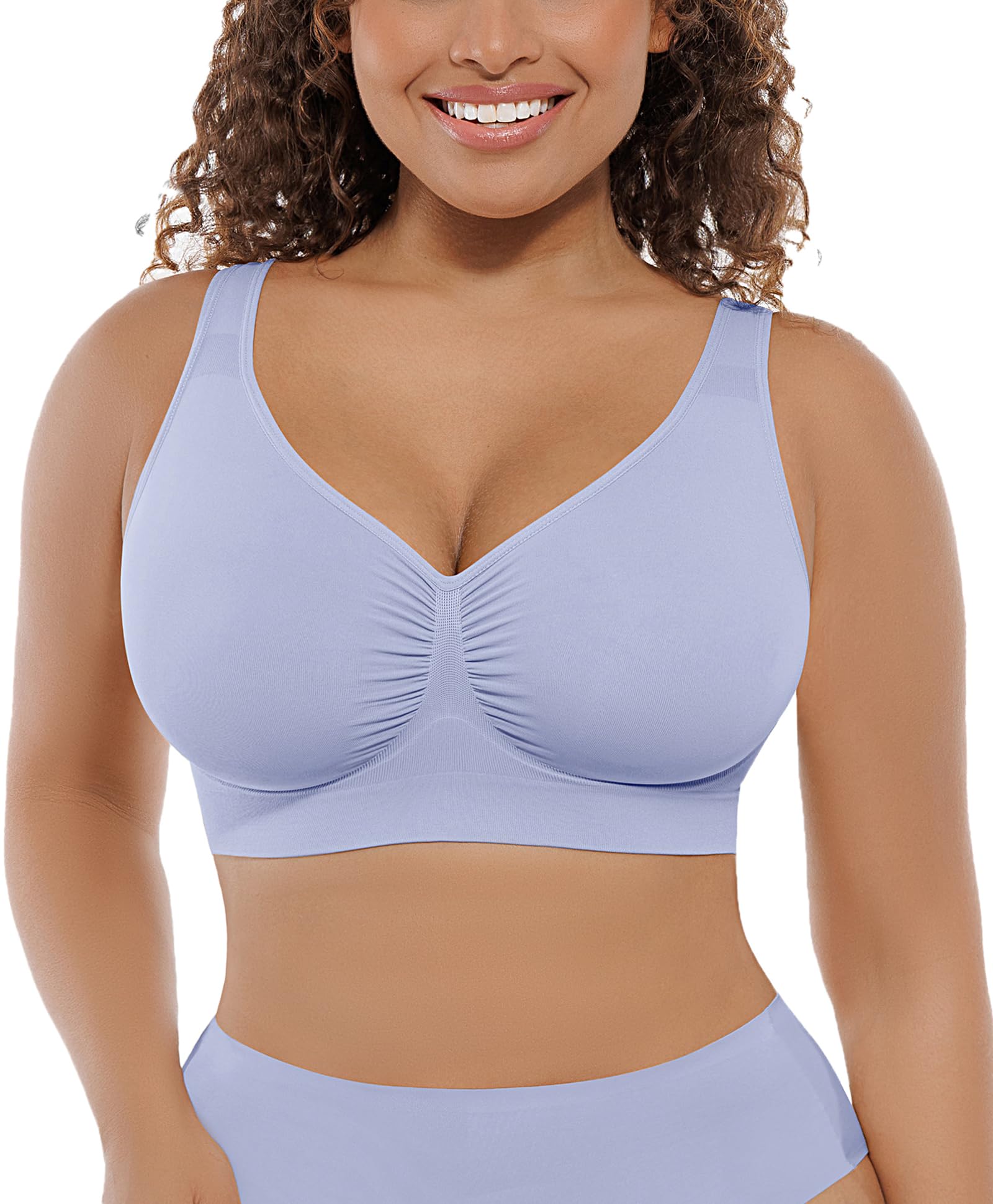 FeelinGirl Seamless Everyday Bras for Women No Underwire with Wide Straps | Full Coverage, Comfy Sleep Bra, Smooth, Wide Back Bralettes, Wireless, Buttery Soft Tshirt Bra, Unlined, No Show