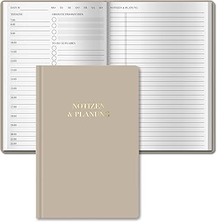 BIROYAL Tagesplaner Undatiert A5 - Daily Planner - To Do Planer mit Terminplan, Notizen & Planung - 7 Uhr bis 22 Uhr - To Do Listen Buch - Tagesübersichten HardCover - Terminplaner Für Büro
