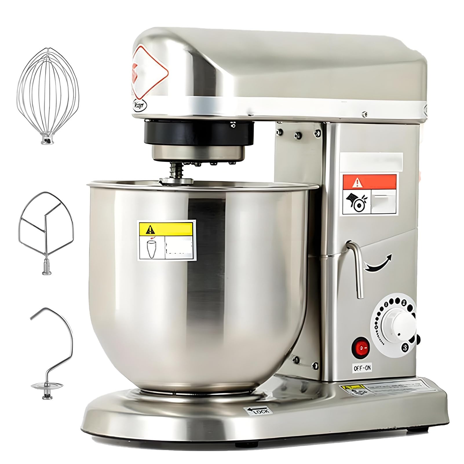 Impastatrice planetaria per cucina, 3 velocità con ciotola in acciaio