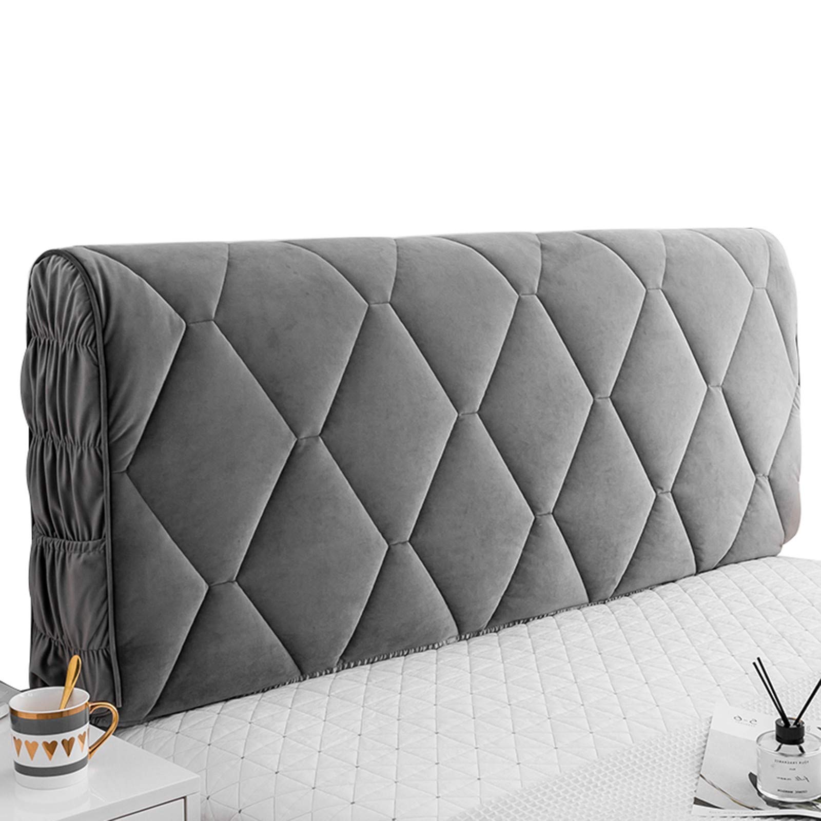 Bed Headboard Cover Stretch Slipcover Protector Double Thick Padded Lining Scratch Pad for Bedroom Decoration, Washable 220CM