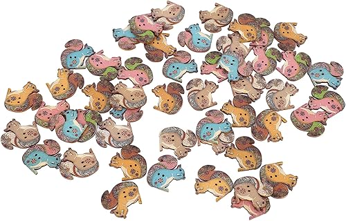 Miniatura 9 de Botones lindos para manualidades, madera sintética, 1.2 in de largo para ropa (ardilla, 50 unidades)