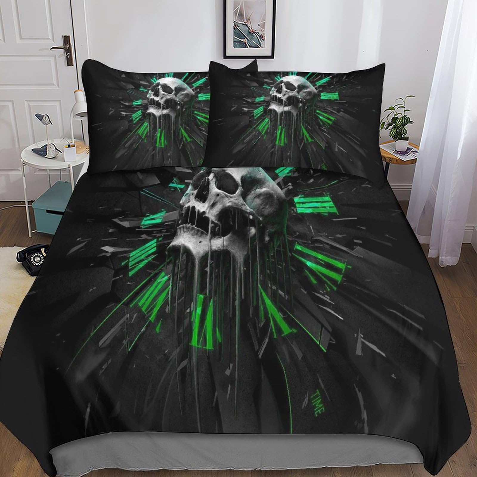 Parure de lit horror 200x200 en microfibre thermorégulatrice avec texte personnalisé