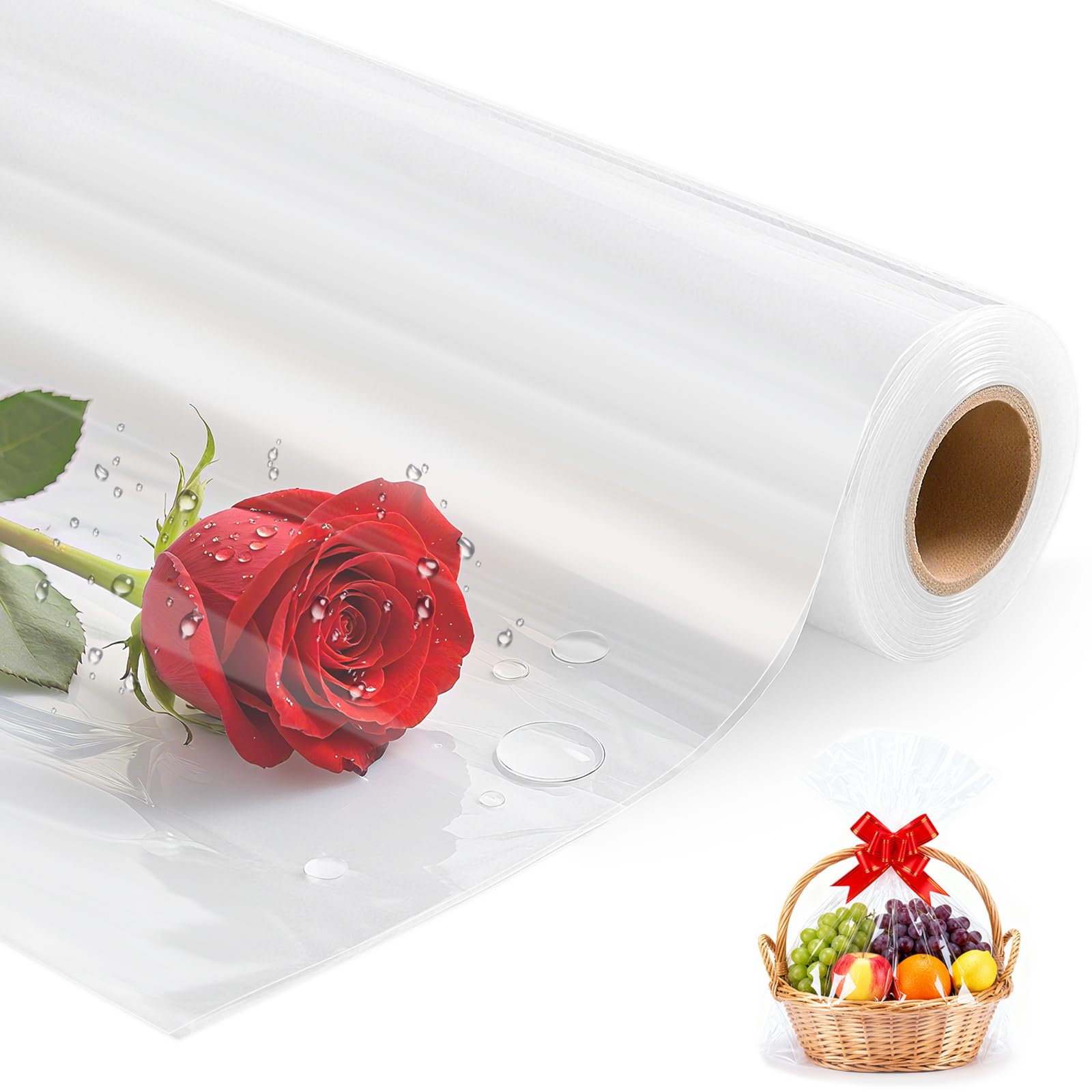Carta Trasparente Per Confezioni Cellofan Per Alimenti Carta Regalo In Cellophane Trasparente Con Pois Bianchi - Rotolo 40cm X 15m Per Pacchi, Cesti E Fiori Cellophane Natalizio Cellophane Per Dolci Carta Per - 8
