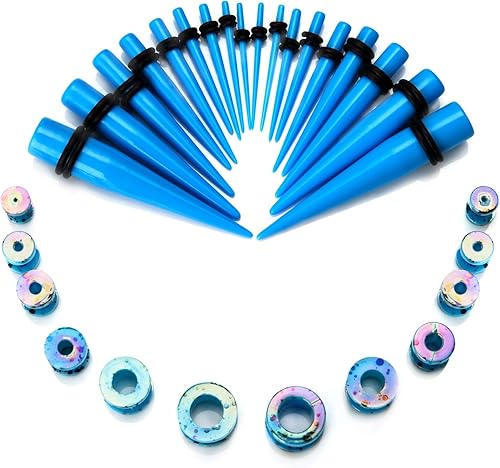 Miniatura 4 de JDXN 64 piezas de dilatadores acrílicos en espiral para túneles y tapones 14G-00G, kit de estiramiento de oreja