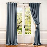 Vista 124 de Lazzzy - 2 paneles de cortinas opacas de terciopelo, con aislamiento térmico, con bolsillo para cortinero, para dormitorio, sala de estar