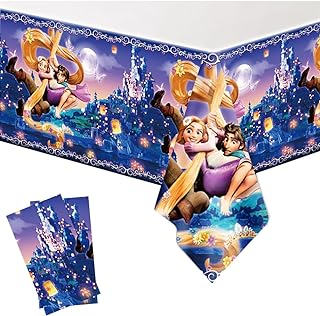 DoMiDoLa 2Pack Princess Rapunzel Tablecloth Disposable Tablecover Birthday Party Supplies and Decorations for Kid Boy Baby Shower Rectangle Tables 70