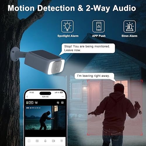 Miniatura 6 de Cámara de seguridad celular solar 4G LTE inalámbrica para exteriores, sin cámara de seguridad WiFi, datos ilimitados gratuitos de 365 días, sensor