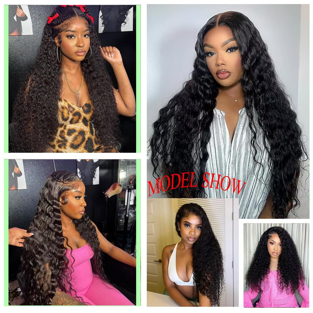 Amazon.com : 24 Inch 13x4 Deep Wave Lace Front Wigs Human  display picture 2
