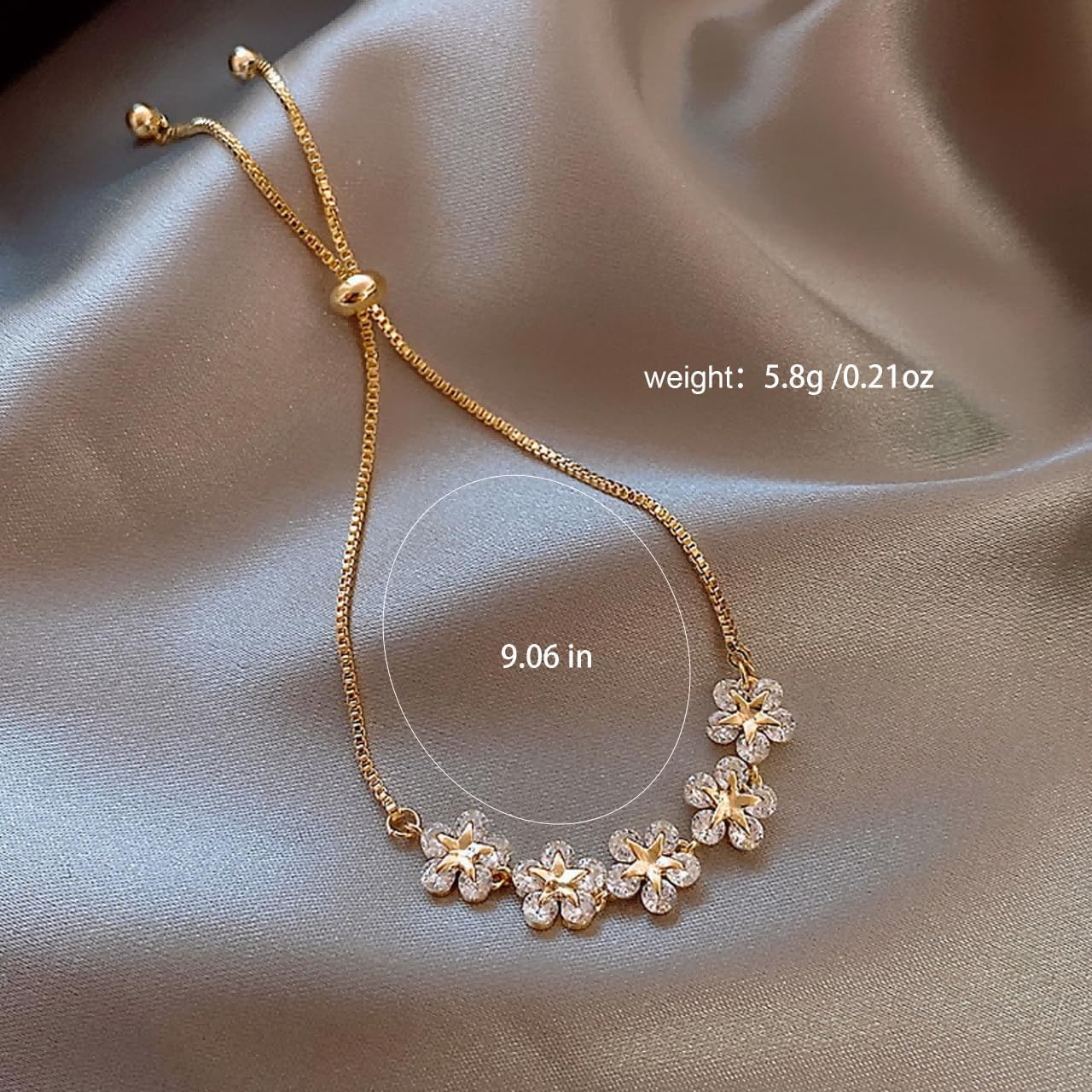 Flower Star Bracelets for Women Gold Plated Non Tanish Adjustable Chain Friendship Dainty Jewelry Gifts for Bridesmaid Birthday Valentine's Day Christmas - Image 6