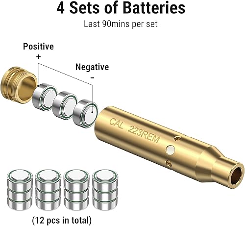Miniatura 2 de EZshoot Bore Sight 0.354 in223 0.219 in Boresighter láser rojo con 4 juegos de baterías