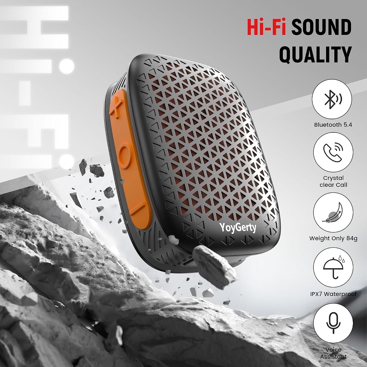 Wearable Bluetooth Speaker, IPX7 Waterproof Clip-on Mini Speakers Black image 1