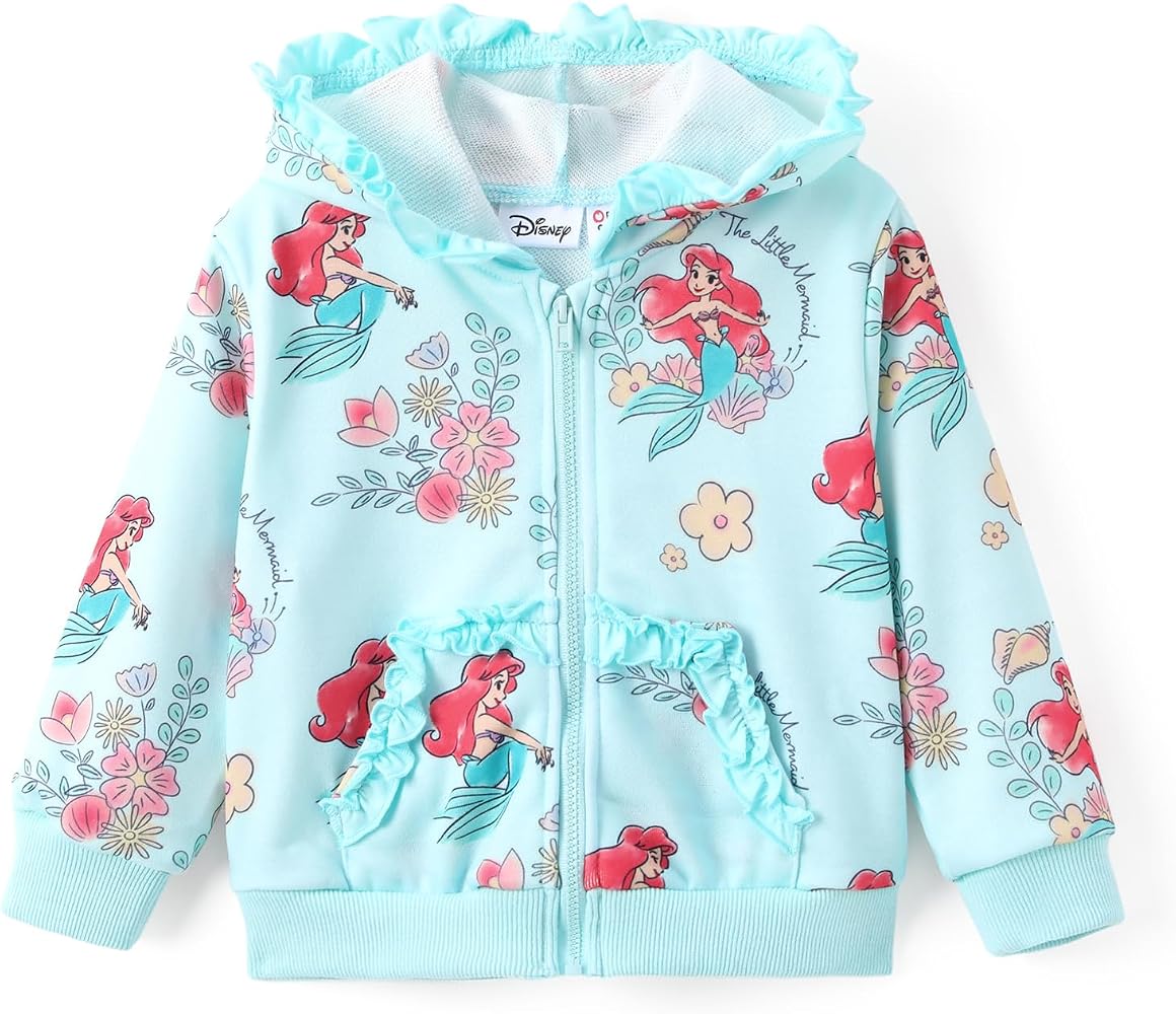 Amazon.com: Disney Princess Ariel Toddler Girl Zip Up Hoodie Green