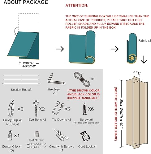 Miniatura 3 de Persiana enrollable para exteriores, sombra enrollable para patio, porche, patio trasero, glorieta, balcón (5 pies de ancho x 6 pies de largo, beige)