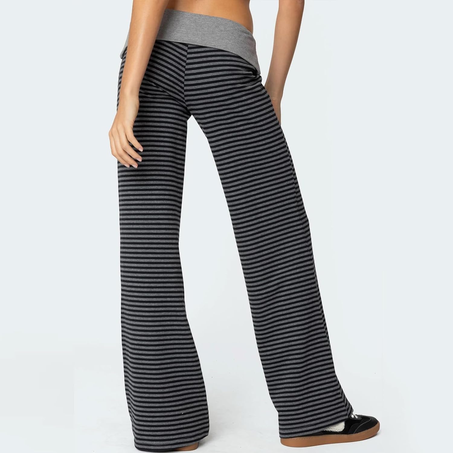 FOMOYUU Lounge Yoga Pants for Women Fold Over Low Waist Wide Leg Sweatpants Flare Leggings Bell Bottoms Y2K Foldover Pants - Image 5