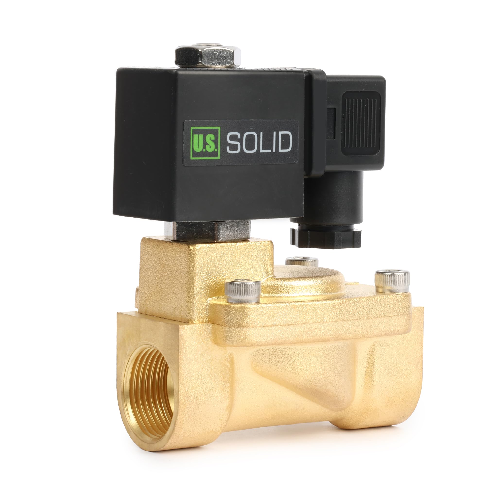 U.S. Solid Elettrovalvola a solenoide in ottone 3/4" G – 24V DC, 0,3–16 bar, normalmente chiusa, guarnizione VITON, funzionamento pilotato