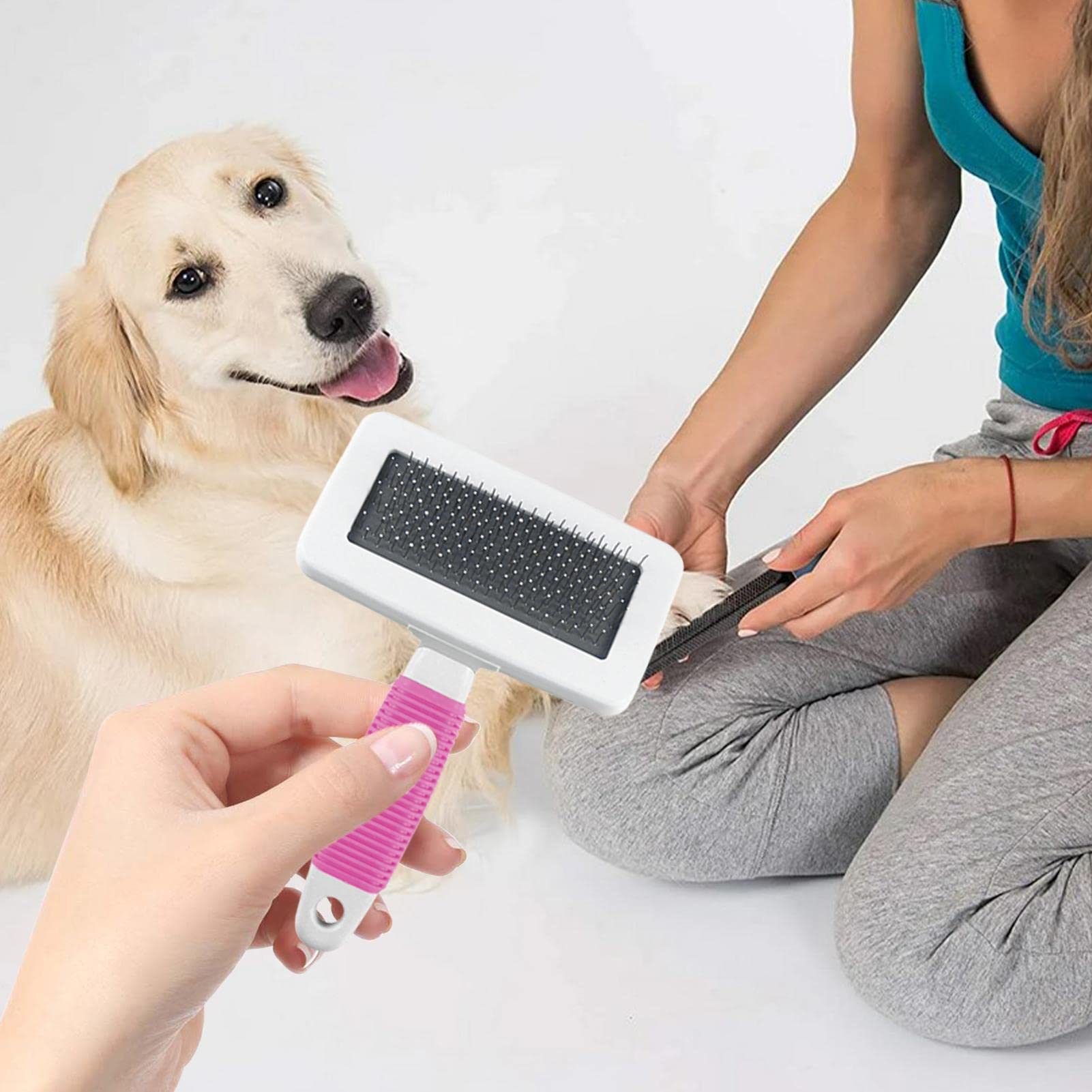 cepillo de pelo para mascotas | Cepillo de acero inoxidable para perros y gatos para muda de pelo | Cepillo para Perros para Mascotas de Pelo Largo o Corto Suministros para Mascotas Elimina enredos y