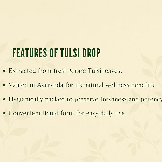 AYURVEDASHREE Tulsi Drops Natural Immunity Booster 30 ML Pack - Certified 5 Different Rare Tulsi, Holy Basil Drops 30 ML