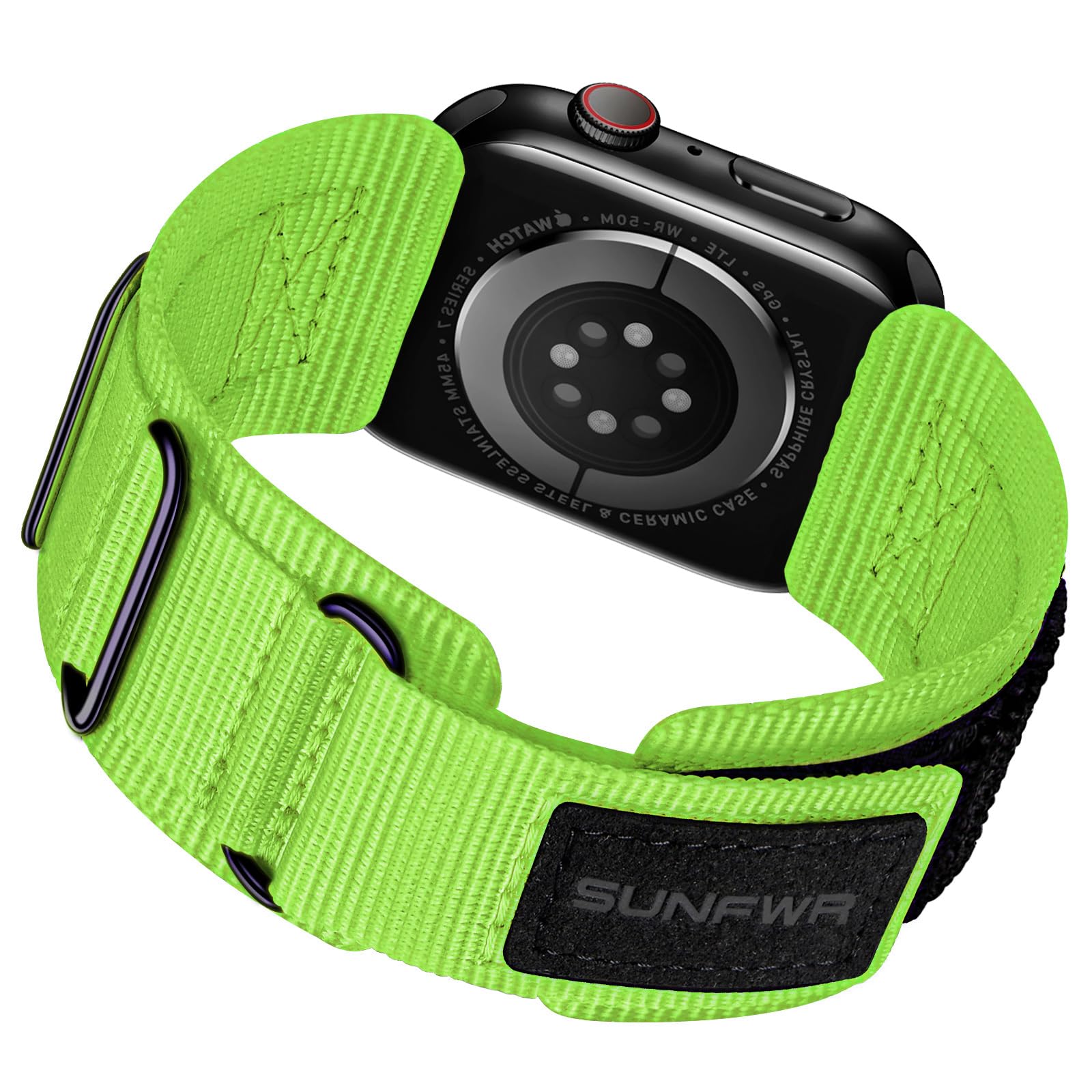 SUNFWR Rugged Nylon Band for Apple Watch Ultra 3&2&1 49mm 46mm 45mm 44mm 42mm Men,Velcro Tactical Military Strap for iWatch Series 11/10/9/8/7/6/5/4/3