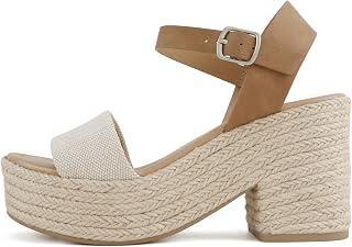 Soda Women's Castle Jute Open Toe Ankle Strap Platform Wedge